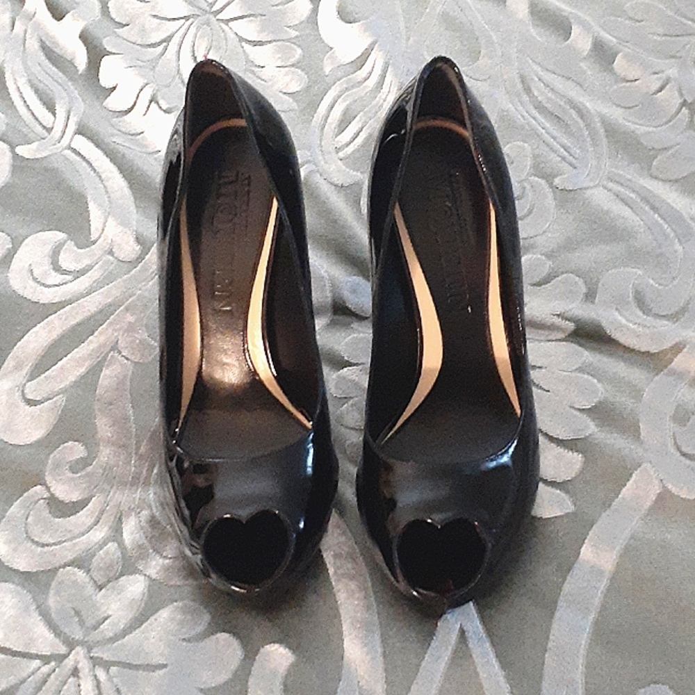 Alexander McQueen patent peeptoe stilettos